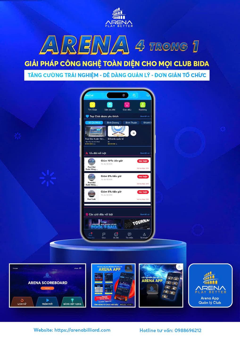 Arena 4-in-1 — giải pháp quản lý câu lạc bộ
